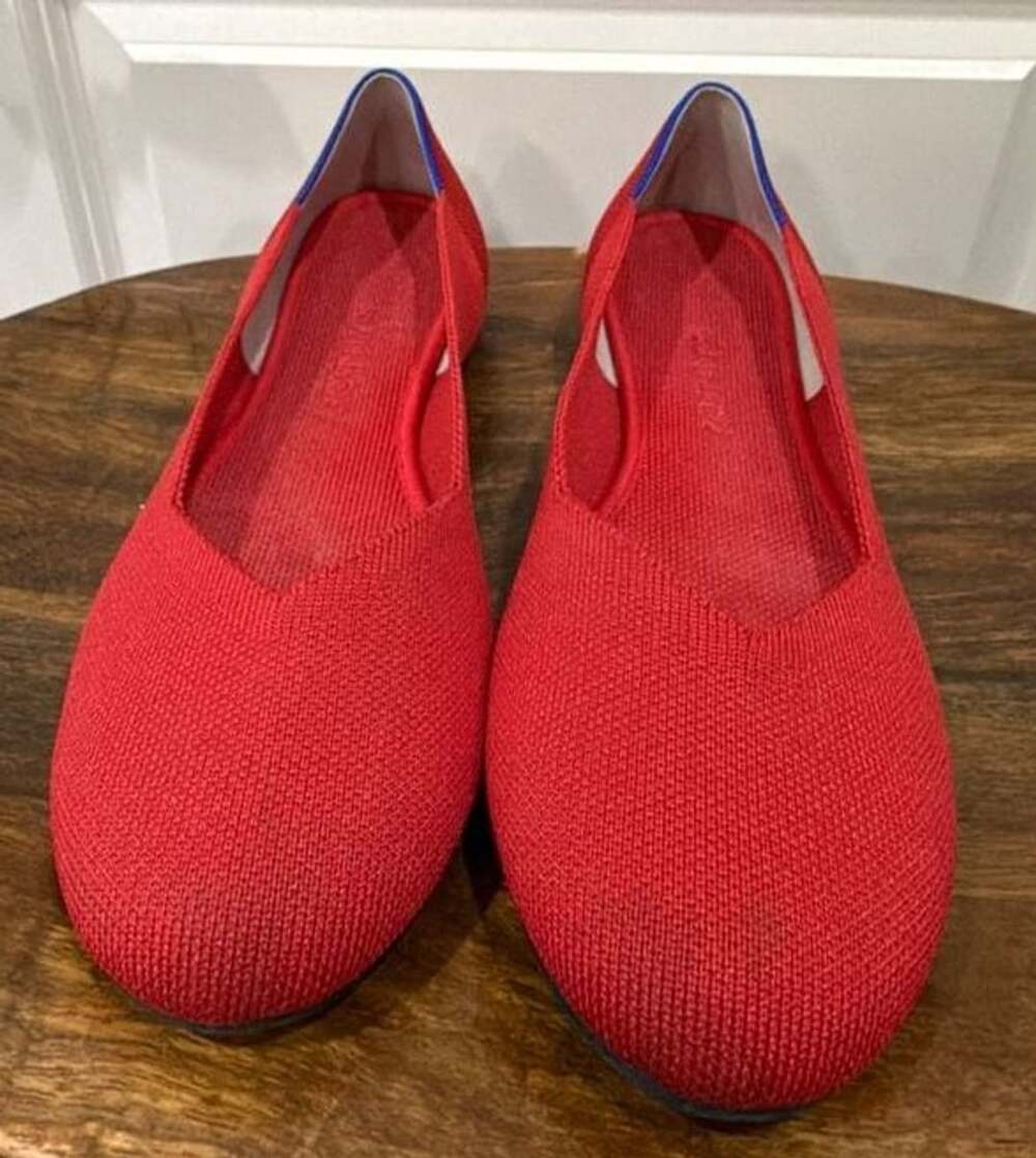 Rothy's The Flat Size 9.5 Red Knit Ballet Slip On Shoes